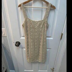 Abercrombie and fitch cream lace sleeveless dress Size L